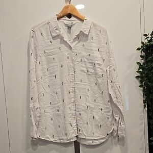 Old Navy White Cactus Print Shirt